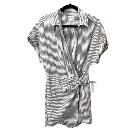 SAYLOR Hara Striped Linen Romper NWT Sz Large - Picture 3 of 6